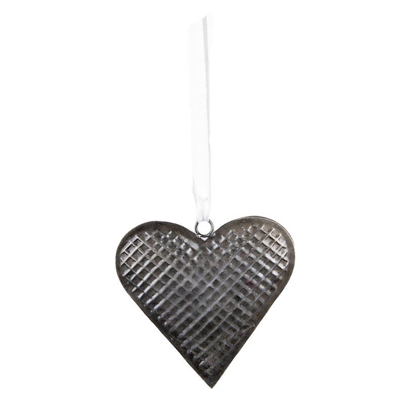Clayre & Eef Decorative Pendant 17x16 cm Grey Iron Heart-Shaped