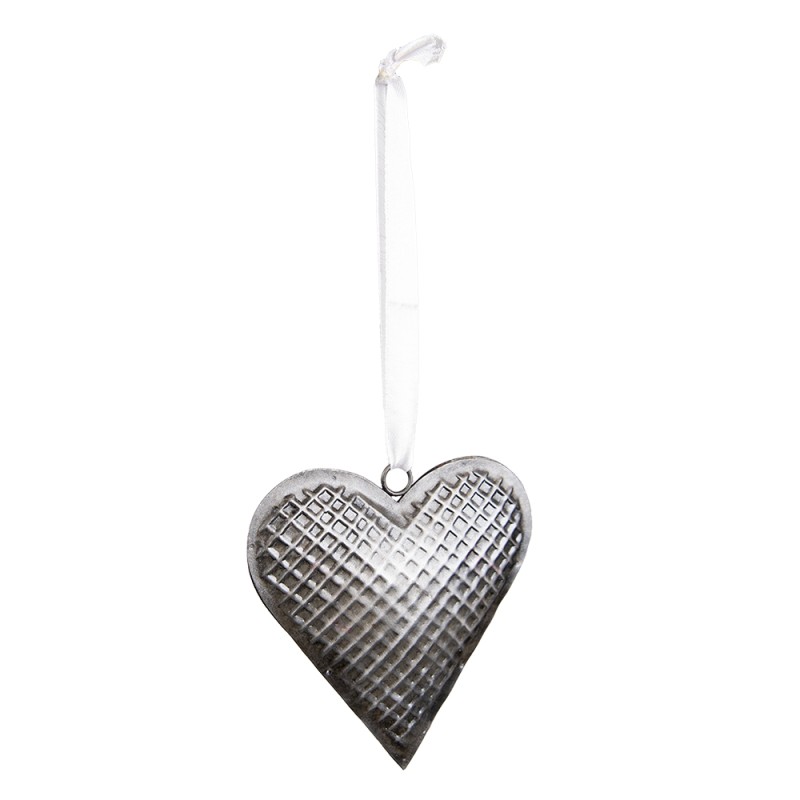 Clayre & Eef Decorative Pendant 10x10 cm Grey Iron Heart-Shaped