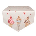 Clayre & Eef Table Runner 50x160 cm Beige Pink Cotton Ice Cream