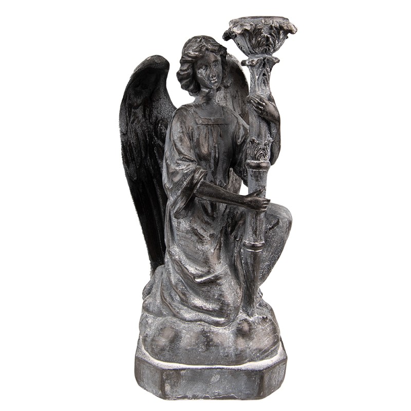 Clayre & Eef Candle holder Angel 29 cm Grey Plastic