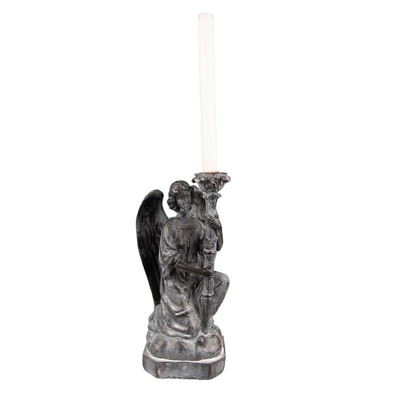 Clayre & Eef Candle holder Angel 29 cm Grey Plastic