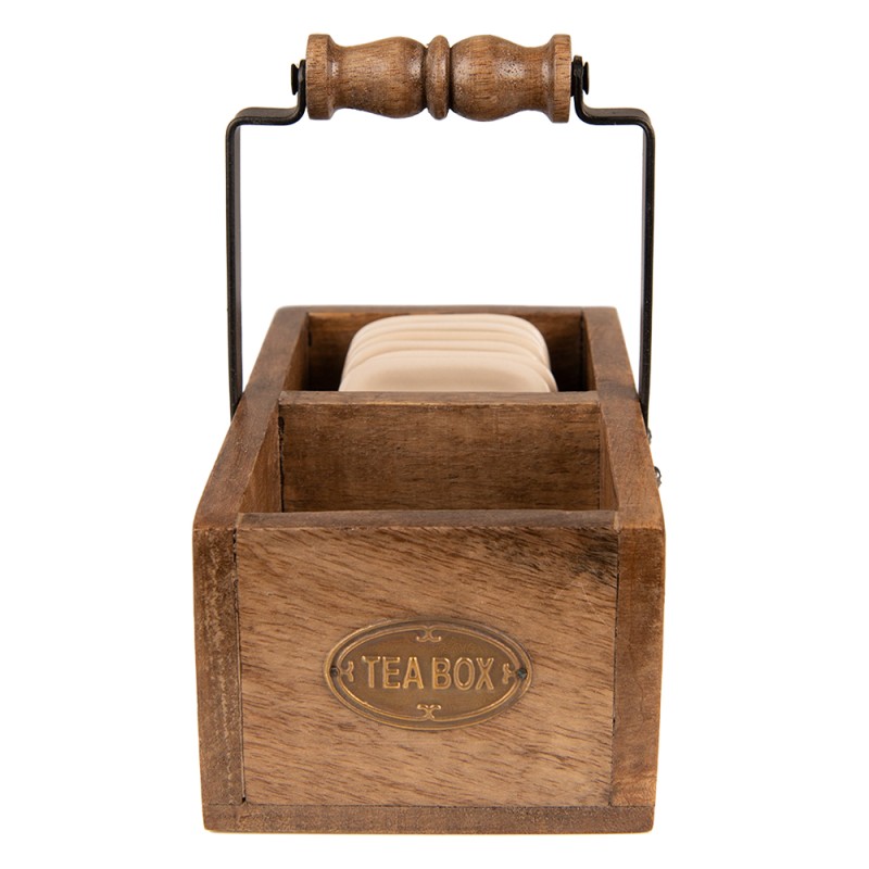 Clayre & Eef Tea Box 17x10x17 cm Brown Wood Iron