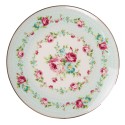 Clayre & Eef Breakfast Plate Ø 20 cm Green White Porcelain Flowers
