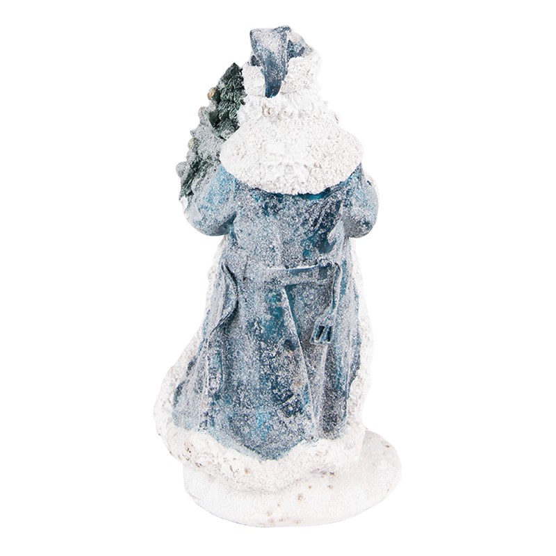 Clayre & Eef Figurine Père Noël 21 cm Gris Bleu Polyrésine