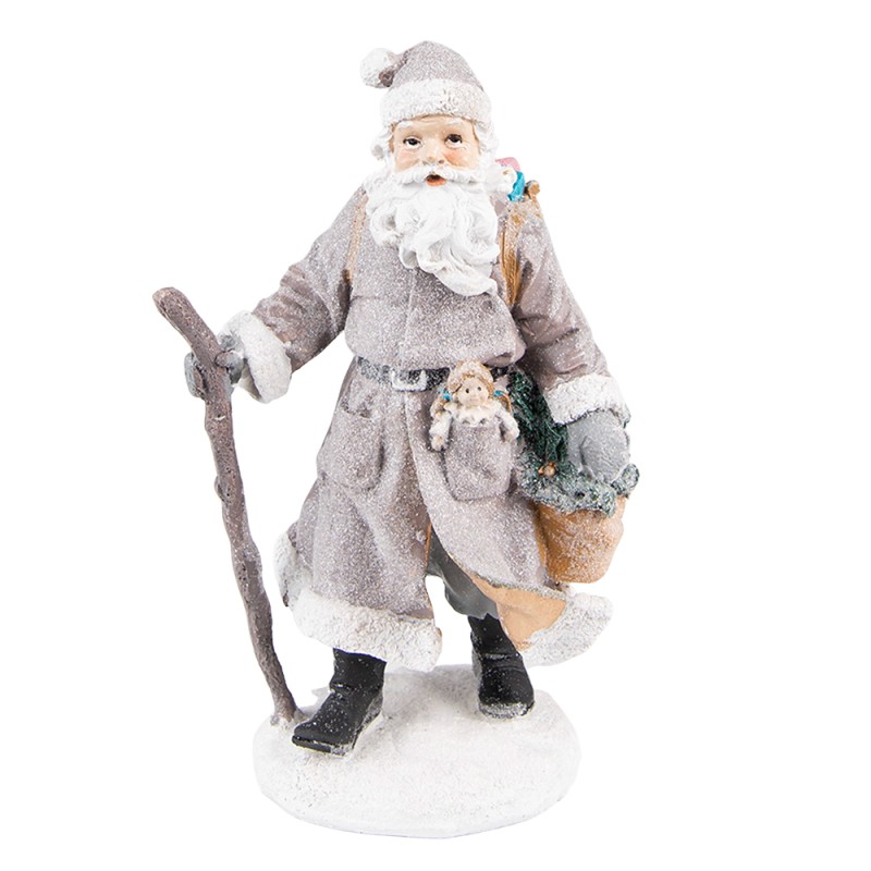 Clayre & Eef Figur Weihnachtsmann 21 cm Grau Braun Polyresin