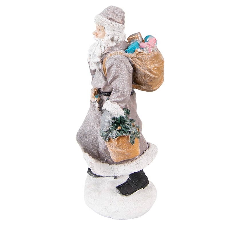 Clayre & Eef Figurine Père Noël 21 cm Gris Marron Polyrésine