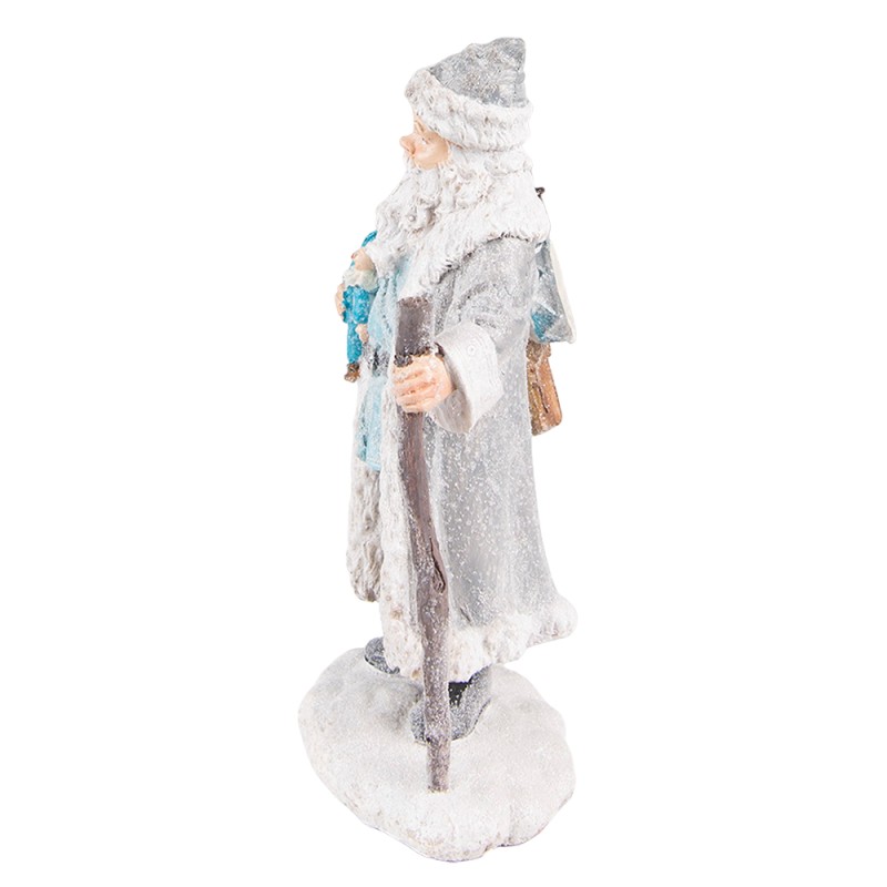 Clayre & Eef Statuetta Babbo Natale  21 cm Grigio Blu Poliresina