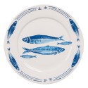 Clayre & Eef Frühstücksteller Ø 20 cm Weiß Blau Porzellan Fische