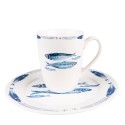 Clayre & Eef Mug 330 ml Blanc Bleu Porcelaine Poissons