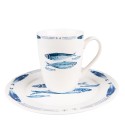 Clayre & Eef Tasse 330 ml Weiß Blau Porzellan Fische