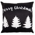 Clayre & Eef Kussenhoes  45x45 cm Zwart Wit Polyester Vierkant Kerstboom Merry Christmas