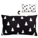 Clayre & Eef Housse de coussin 30x50 cm Blanc Noir Polyester Rectangle Sapin de Noël