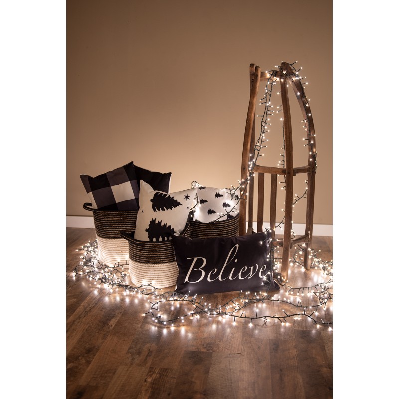 Clayre & Eef Kussenhoes  30x50 cm Wit Zwart Polyester Rechthoek Kerstboom