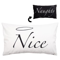 Clayre & Eef Federa per cuscino 30x50 cm Bianco Nero Poliestere Rettangolo Nice, Naughty