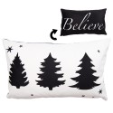 Clayre & Eef Cushion Cover 30x50 cm White Black Polyester Rectangle Christmas Tree Believe