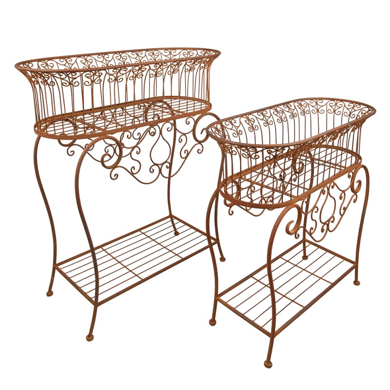 Clayre & Eef Plant Stand Set of 2 Brown Iron