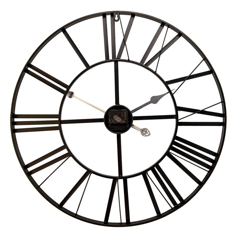 Clayre & Eef Wall Clock Ø 60 cm Black Metal Round