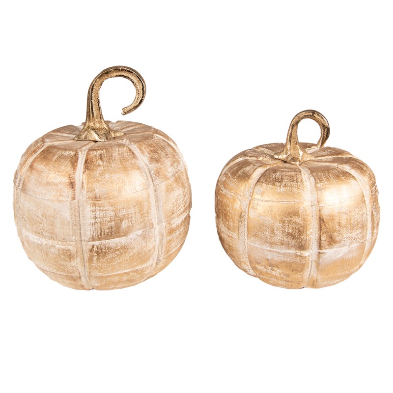 Clayre & Eef Decoration Pumpkin 18 cm Gold colored Wood