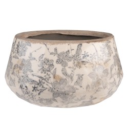 Clayre & Eef Planter 25x17x14 cm Grey Beige Ceramic Oval