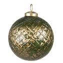 Clayre & Eef Christmas Bauble Ø 10 cm Green Gold colored Glass