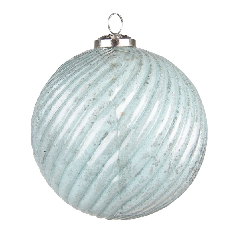 Clayre & Eef Christmas Bauble XL Ø 15 cm Turquoise Glass Metal