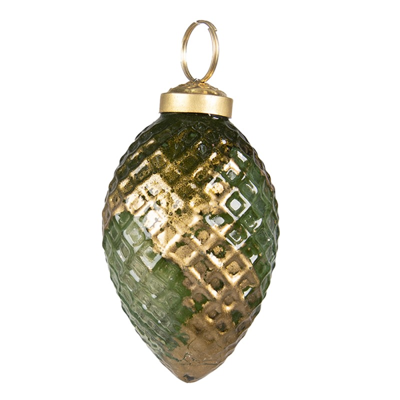 Clayre & Eef Christmas Bauble Ø 5 cm Green Gold colored Glass
