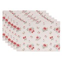 Clayre & Eef Placemats Set of 6 48x33 cm Beige Cotton Rectangle Roses