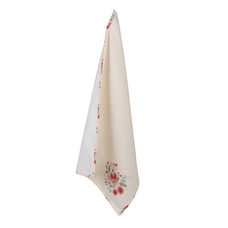 Clayre & Eef Asciugamani da cucina 50x70 cm Beige Cotone Rose