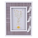 Clayre & Eef Photo Frame 10x15 cm Grey White Wood Feathers