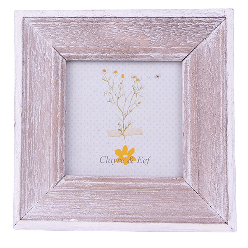 Clayre & Eef Photo Frame 7x7 cm Brown White Wood Square