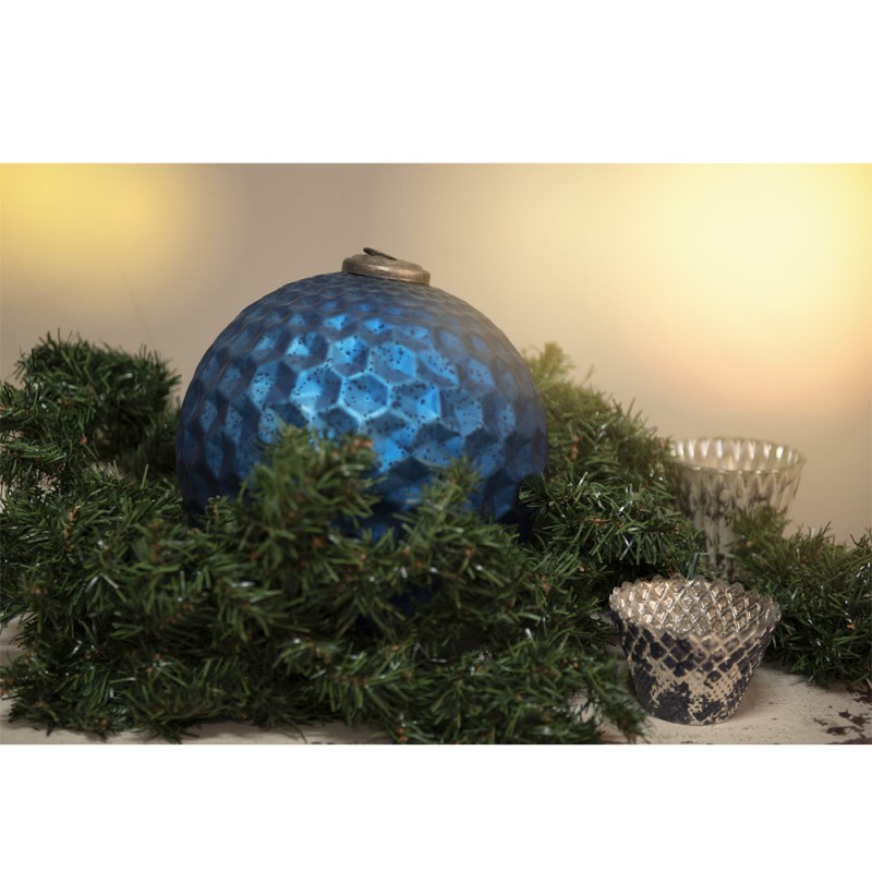 Clayre & Eef Weihnachtskugel XL Ø 25 cm Blau Glas