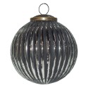 Clayre & Eef Christmas Bauble Ø 10 cm Black Silver colored Glass Metal