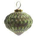 Clayre & Eef Christmas Bauble Ø 7 cm Green Brown Glass