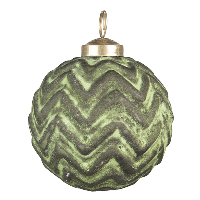 Clayre & Eef Christmas Bauble Ø 8 cm Green Glass