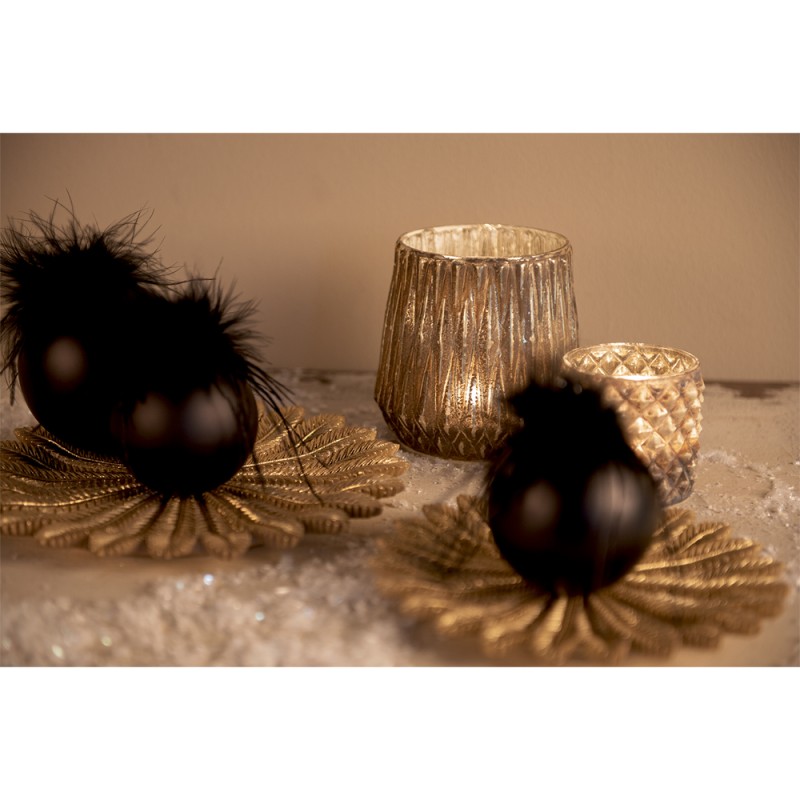 Clayre & Eef Kerstbal Set van 4  Ø 8 cm Zwart Glas