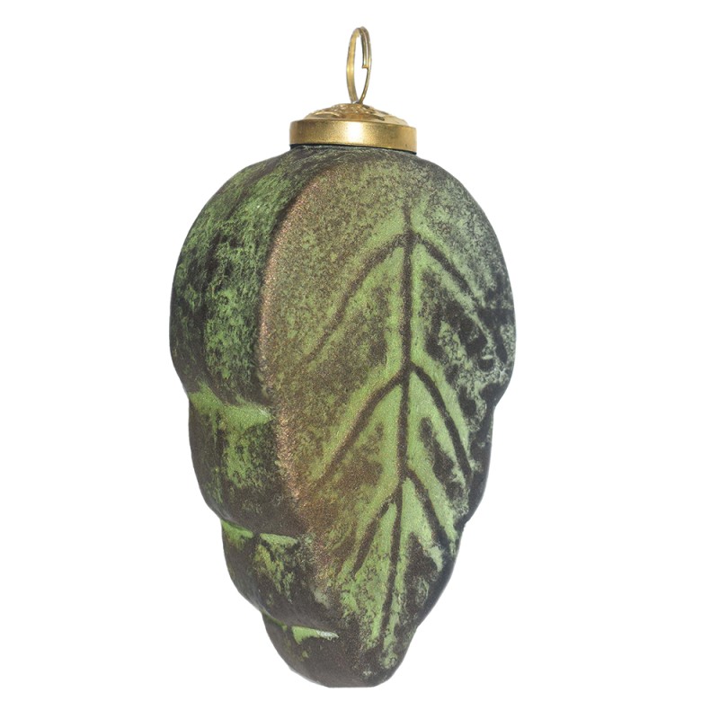 Clayre & Eef Christmas Bauble 7x4x13 cm Green Brown Glass