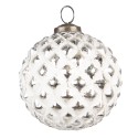 Clayre & Eef Christmas Bauble Ø 10 cm White Silver colored Glass