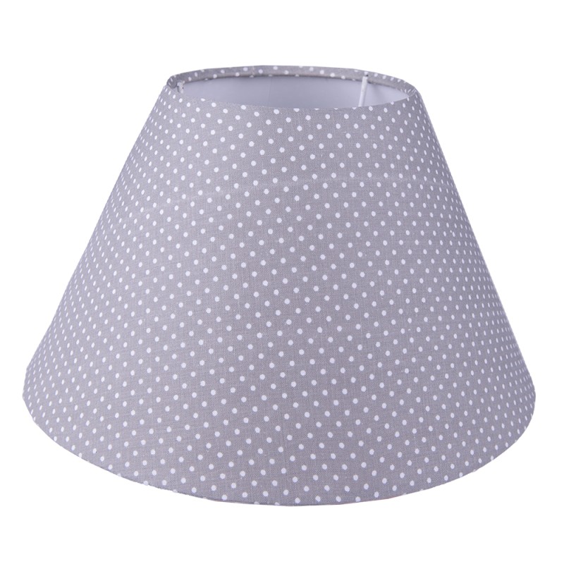 Clayre & Eef Lampshade Ø 23x15 cm Grey White Cotton Synthetic Dots