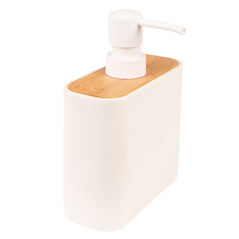 Clayre & Eef Soap Dispenser 13x6x16 cm White Brown Ceramic