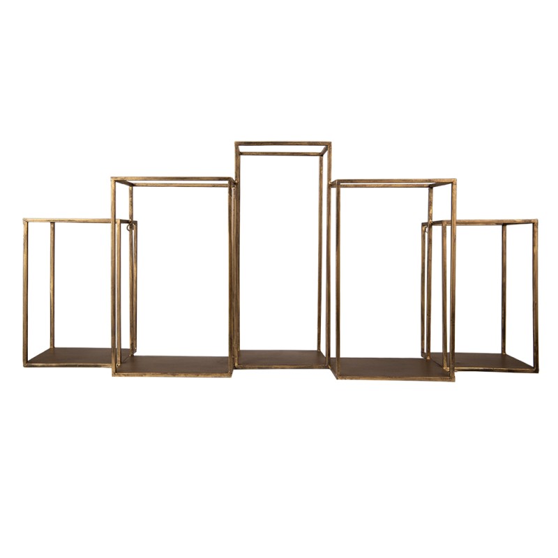 Clayre & Eef Wall Rack 93x19x41 cm Gold colored Iron
