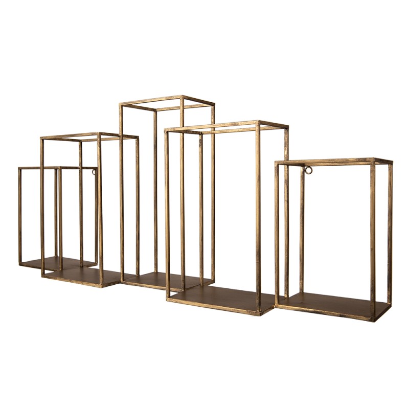 Clayre & Eef Wall Rack 93x19x41 cm Gold colored Iron