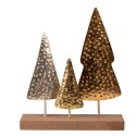 Clayre & Eef Kerstdecoratie Kerstboom 21x5x25 cm Goudkleurig Bruin MDF Ijzer