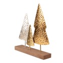 Clayre & Eef Weihnachtsdekoration Weihnachtsbaum 21x5x25 cm Goldfarbig Braun MDF Eisen