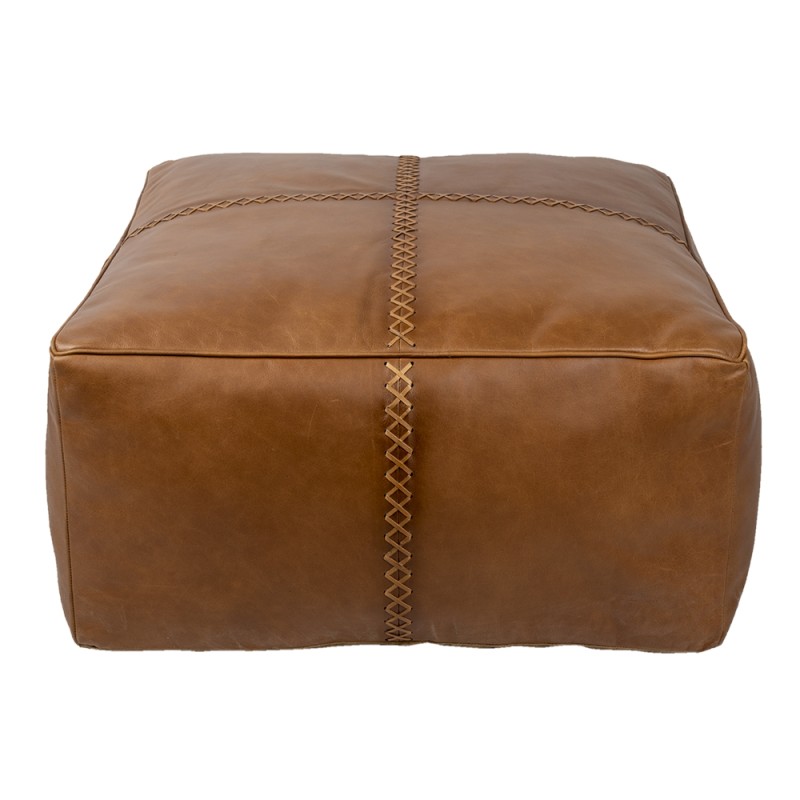 Clayre & Eef Pouf 70x70x38 cm Brown Leather Square