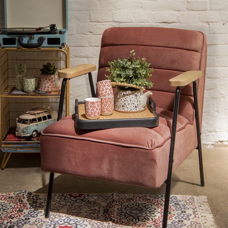 Clayre & Eef Sessel mit Armlehne 60x69x78 cm Rosa Textil