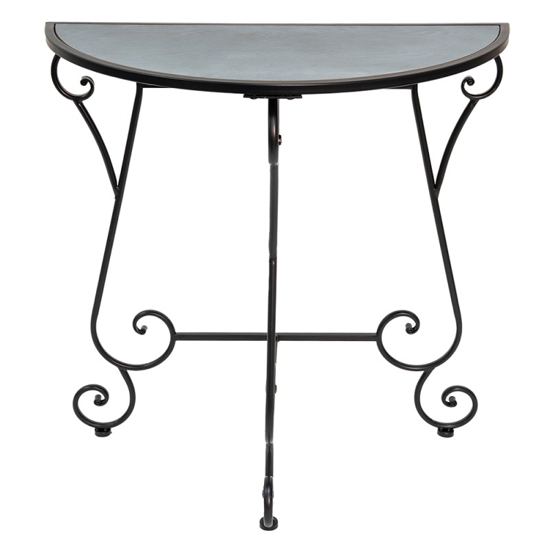 Clayre & Eef Side Table 76x36x79 cm Black Grey Iron Wood Semicircle