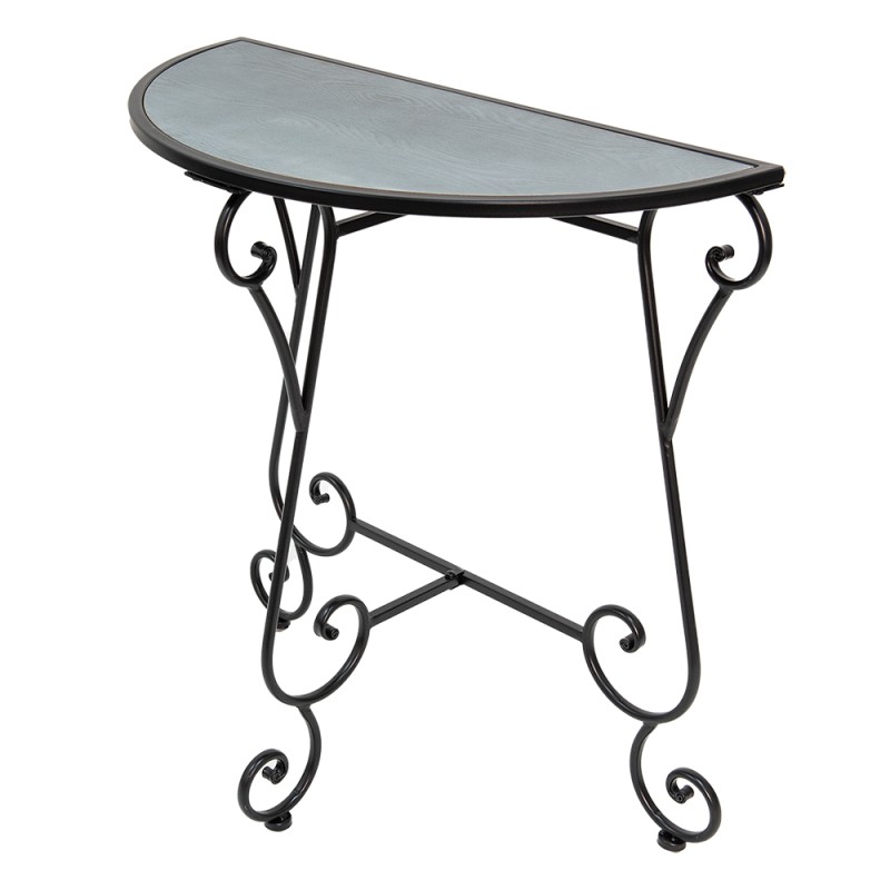 Clayre & Eef Side Table 76x36x79 cm Black Grey Iron Wood Semicircle