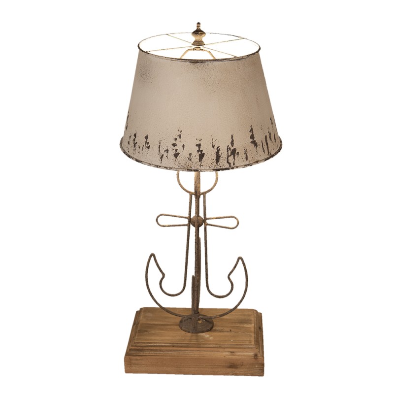 Clayre & Eef Table Lamp Ø 35x79 cm Beige Brown Wood Iron