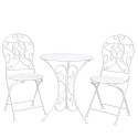 2Clayre & Eef Set da bistrot tavolo da bistrot sedia da bistrot 3 pezzi Ø 60*70 / 40*40*92 cm (2) Bianco Ferro