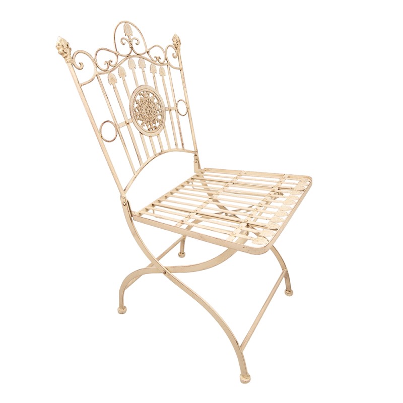 Clayre & Eef Bistro Chair 52x48x99 cm White Brown Iron